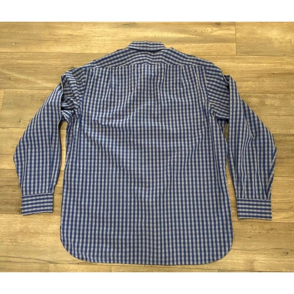 Ralph Lauren Purple Label Mens XL 17 Blue Plaid Long Sleeve Button Up Italy Made - Picture 4 of 9
